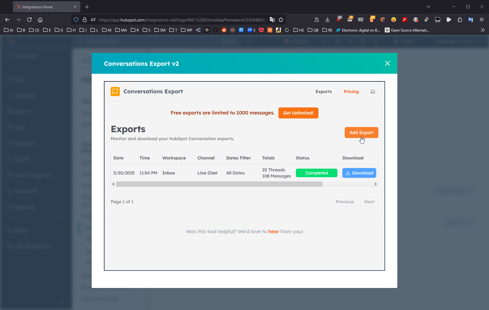 add export